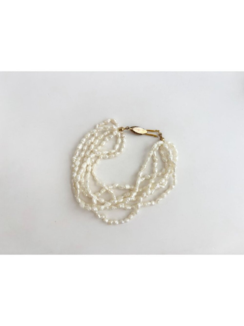 Multi Strand Genuine Rice Pearl Vintage Beaded 6 Strand Bracelet - 8" - Picture 8 of 16
